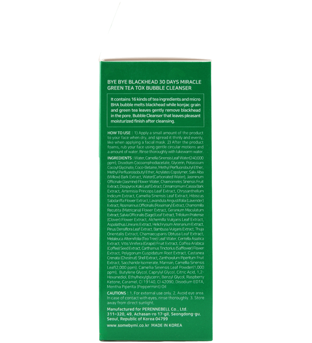 Buy Online Some By Mi Bye Bye Blackhead 30 Days Miracle Green Tea Tox Bubble Cleanser in United Emirates - 117 Cosmetic Shop