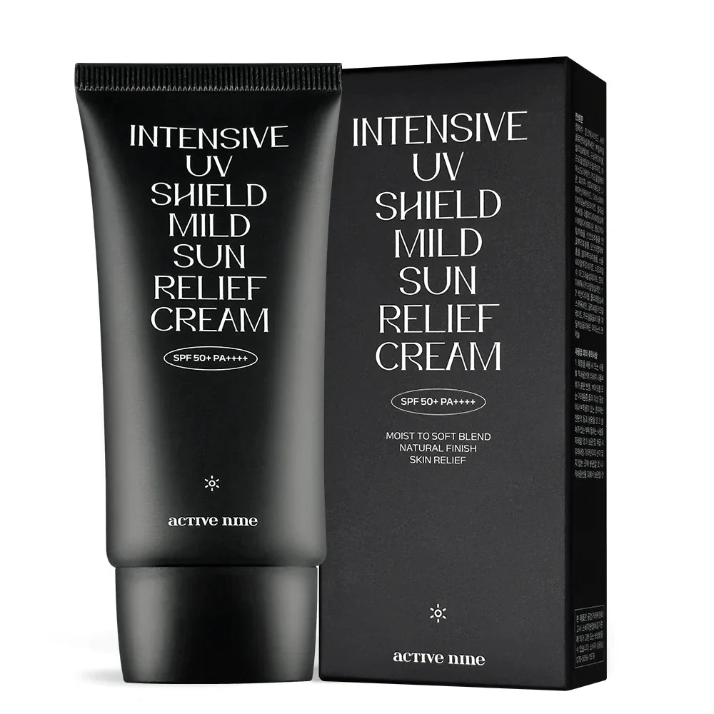 Korean Skincare Sunscreen Cream Active Nine Intensive UV Shield Mild Sun Relief Cream for Acne Prone Sensitive Skin 